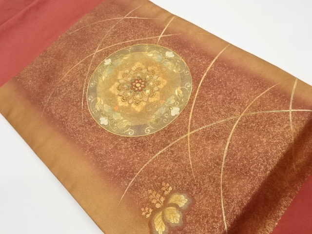 JAPANESE KIMONO / VINTAGE NAGOYA OBI / KINSAI / EMBROIDERY / FLOWER & PAULOWNIA